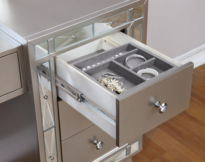 Leighton Vanity Desk/Stool Metallic Mercury - 204927 - Bien Home Furniture &amp; Electronics