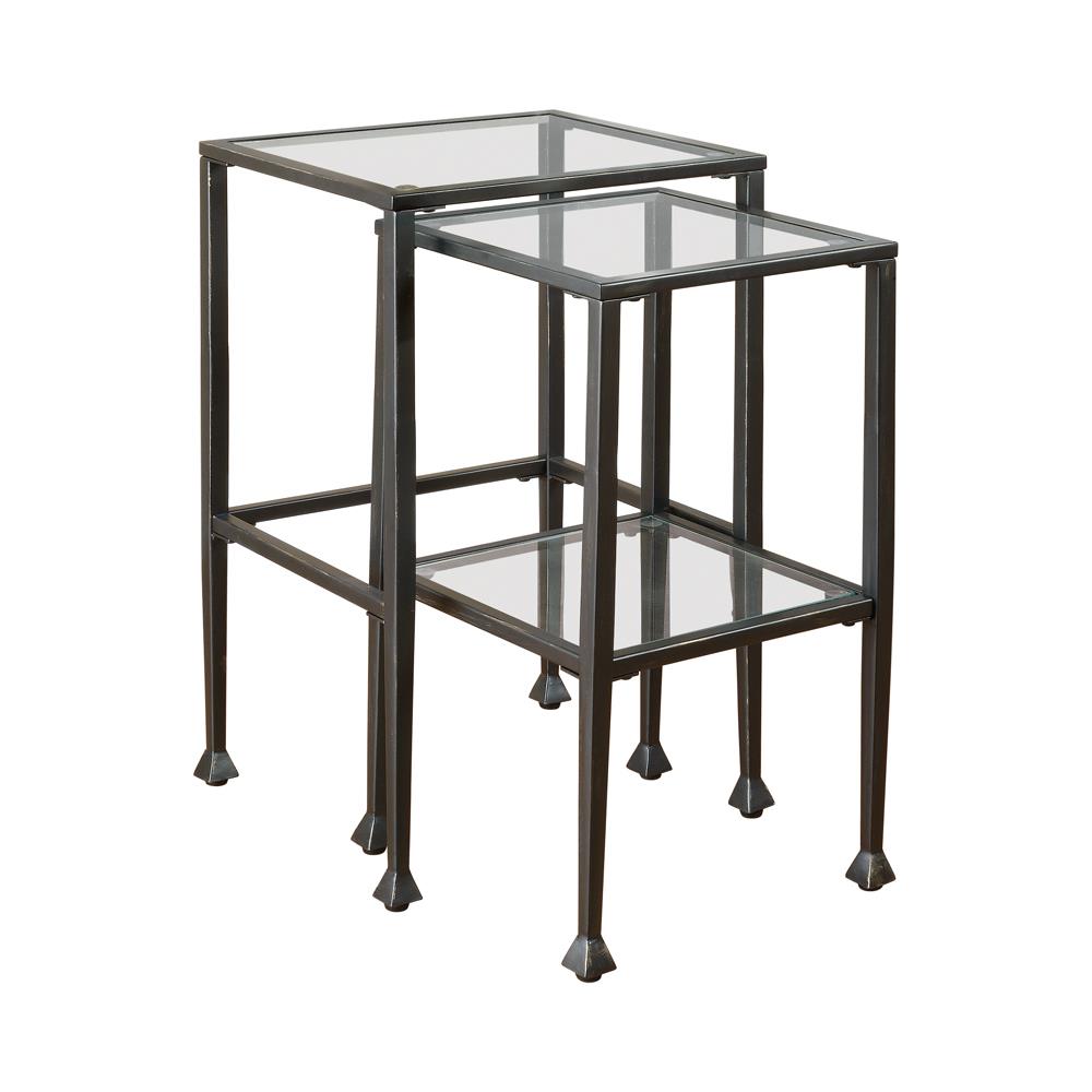 Leilani 2-Piece Glass Top Nesting Tables Black - 901073 - Bien Home Furniture & Electronics