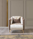 Leina Ivory/Coffee Velvet Chair - LEINAIC-C - Bien Home Furniture & Electronics