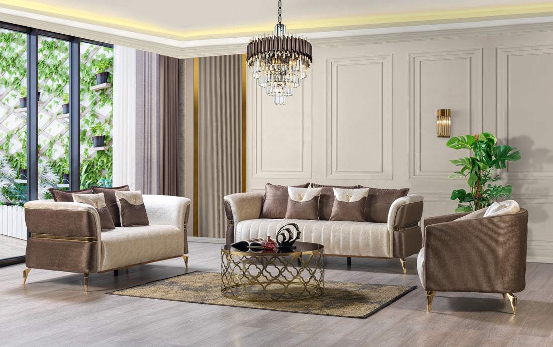 Leina Ivory/Coffee Velvet Chair - LEINAIC-C - Bien Home Furniture &amp; Electronics