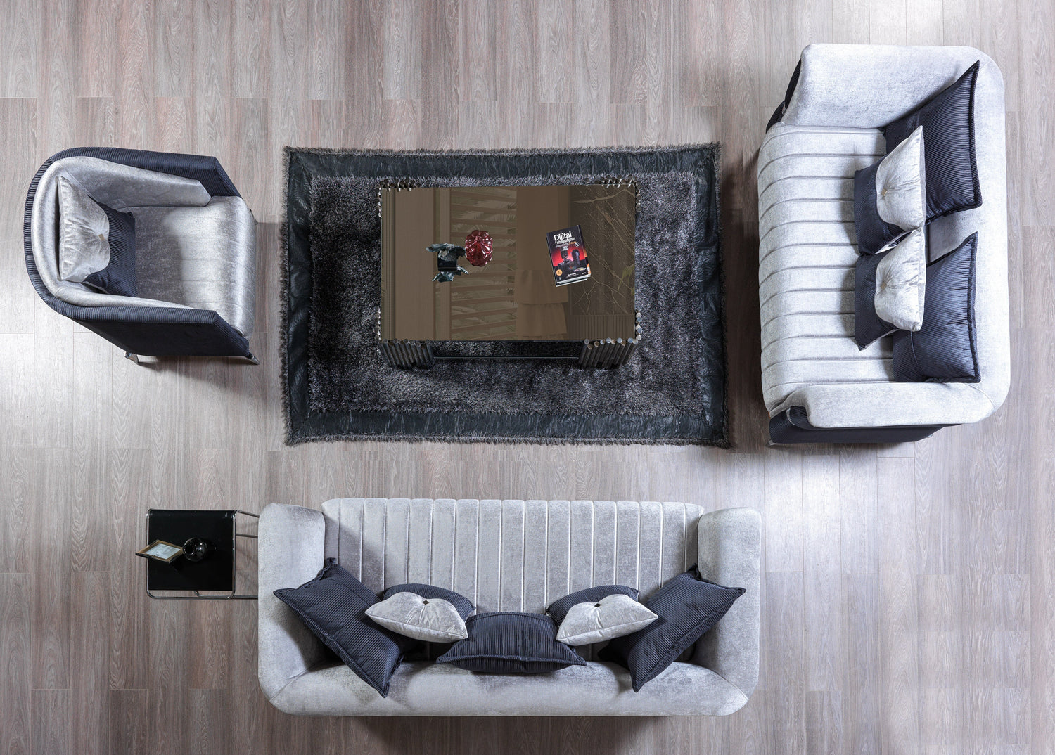 Leina Silver-Gray  Velvet Sofa &amp; Loveseat - LEINASG-SL - Bien Home Furniture &amp; Electronics