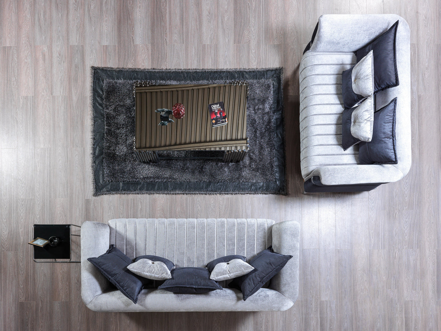 Leina Silver-Gray  Velvet Sofa &amp; Loveseat - LEINASG-SL - Bien Home Furniture &amp; Electronics