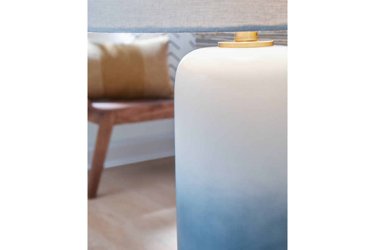 Lemrich White/Teal Table Lamp - L123874 - Bien Home Furniture & Electronics