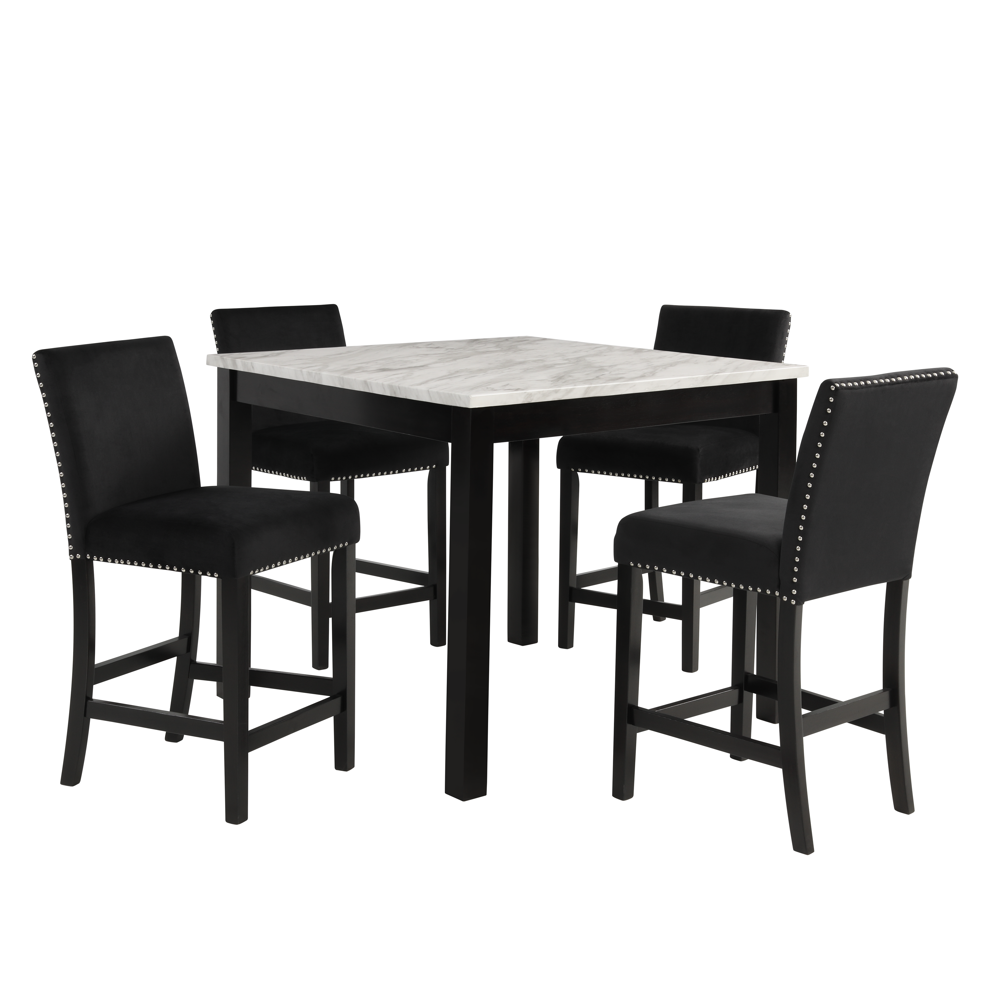 Lennon Black/White Velvet 5-Piece Counter Height Set - 1715SET - Bien Home Furniture & Electronics
