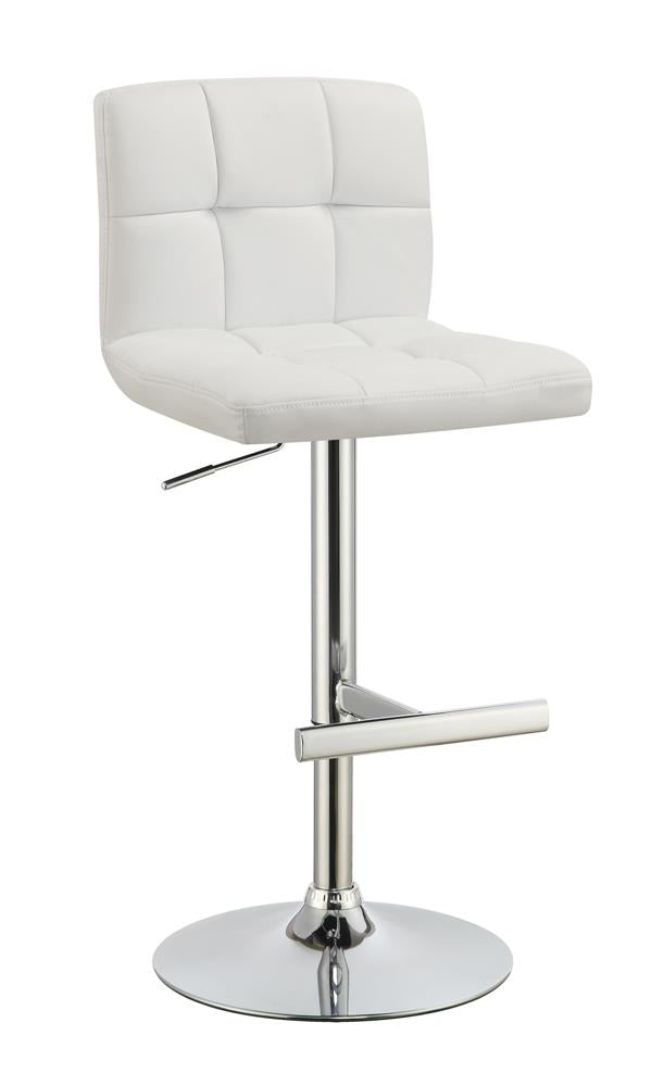 Lenny Chrome/White Adjustable Height Bar Stools, Set of 2 - 120356 - Bien Home Furniture &amp; Electronics