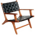 Lento Black Strap Leather Teak Wood Accent Chair - MDM01803 - Bien Home Furniture & Electronics