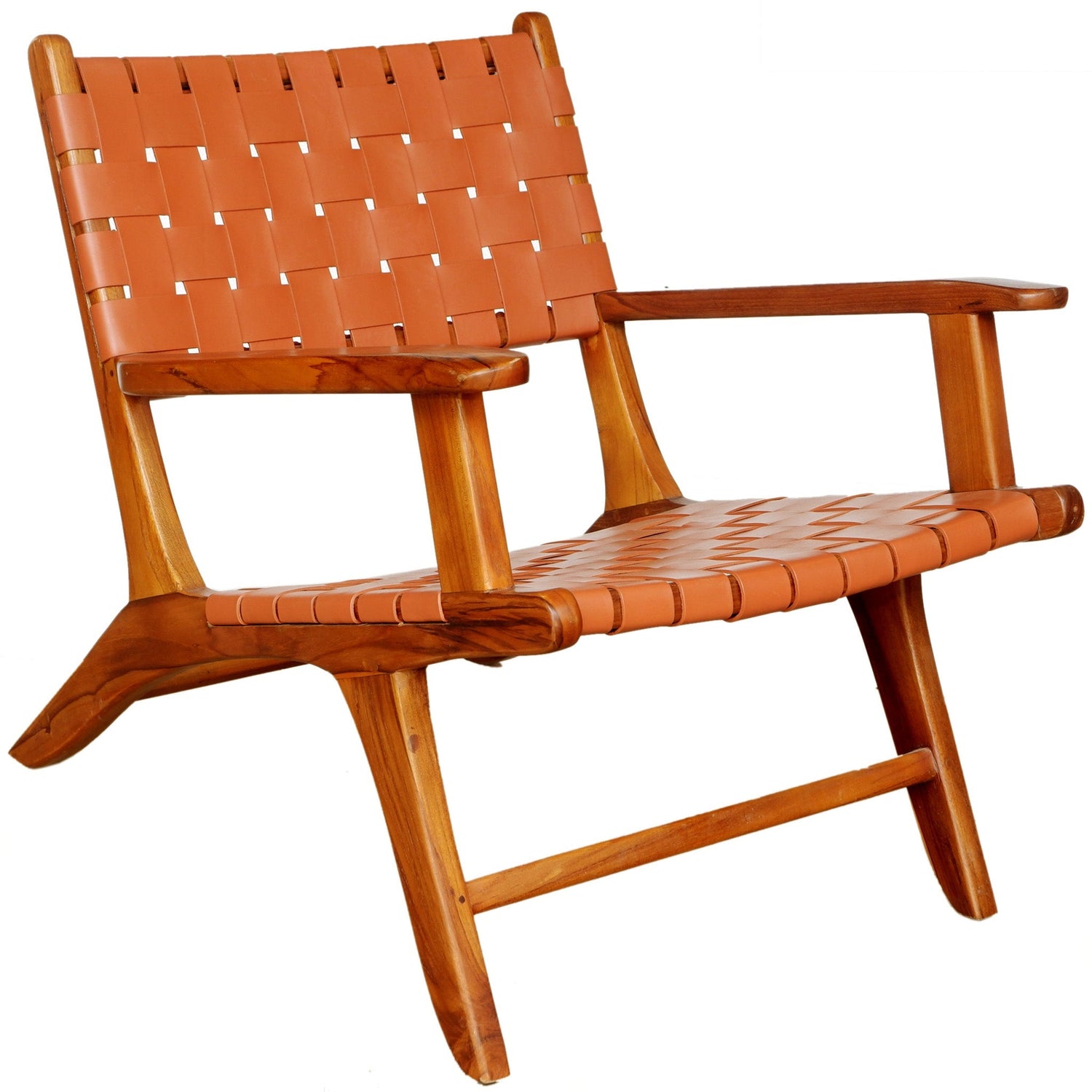 Lento Tan Strap Leather Teak Wood Accent Chair - MDM01805 - Bien Home Furniture & Electronics