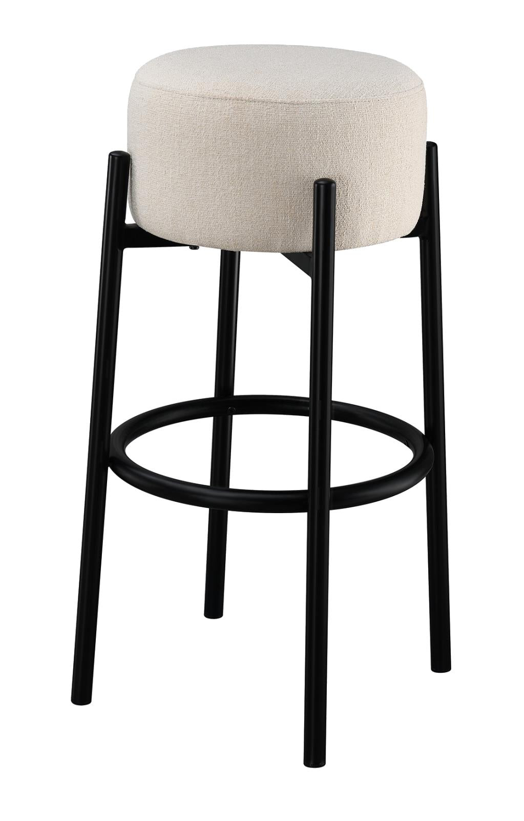 Leonard Upholstered Backless Round Stools White/Black (Set of 2) - 182176 - Bien Home Furniture & Electronics