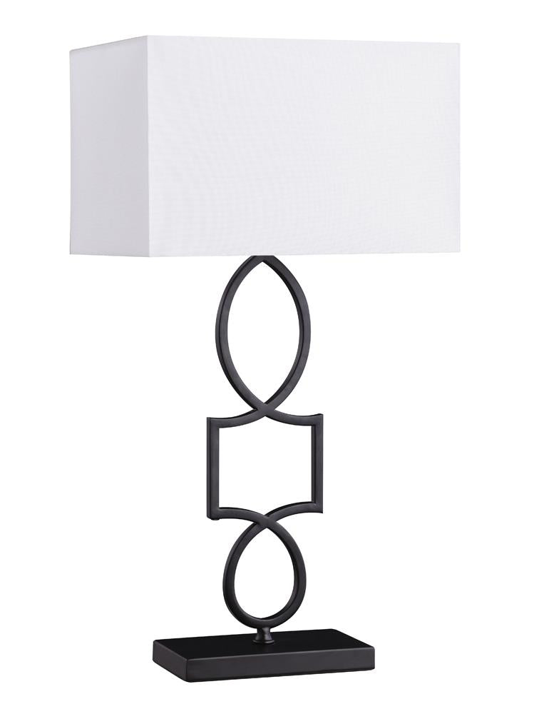 Leorio Rectangular Shade Table Lamp White/Black - 920217 - Bien Home Furniture &amp; Electronics