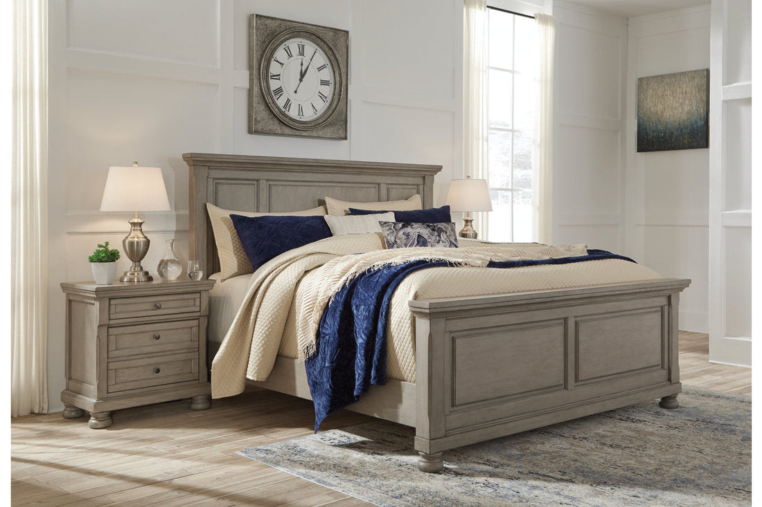 Lettner Light Gray King Panel Bed - SET | B733-56 | B733-58 | B733-97 - Bien Home Furniture &amp; Electronics