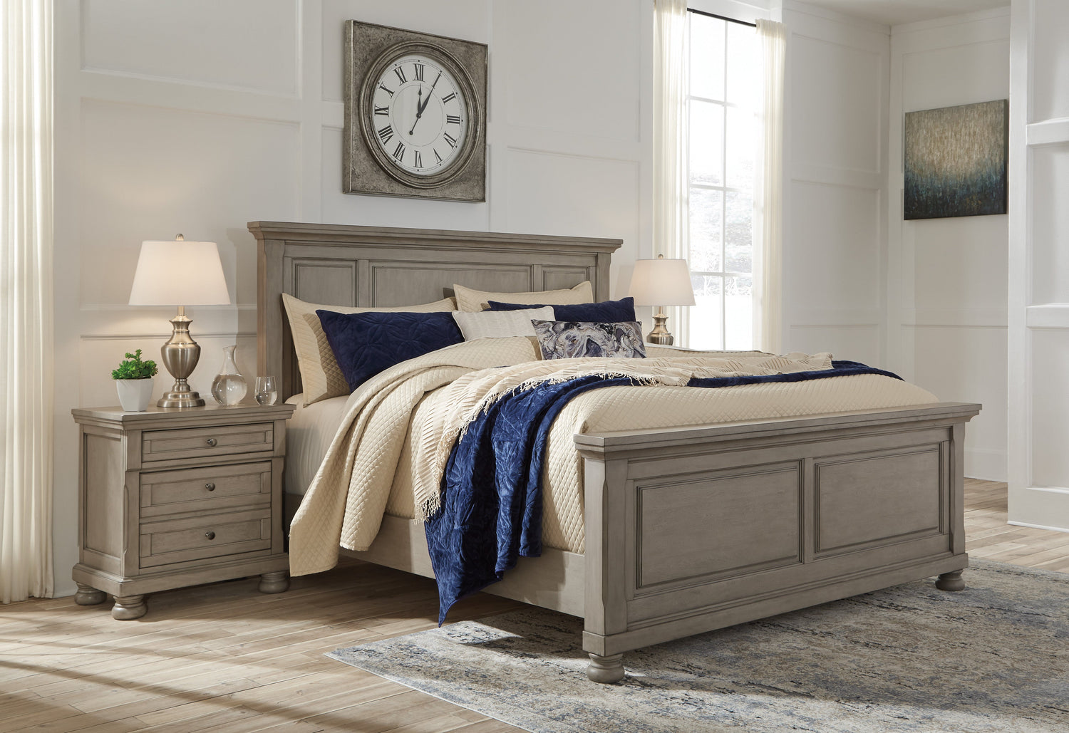 Lettner Light Gray Panel Bedroom Set - SET | B733-54 | B733-57 | B733-96 | B733-92 | B733-46 - Bien Home Furniture & Electronics