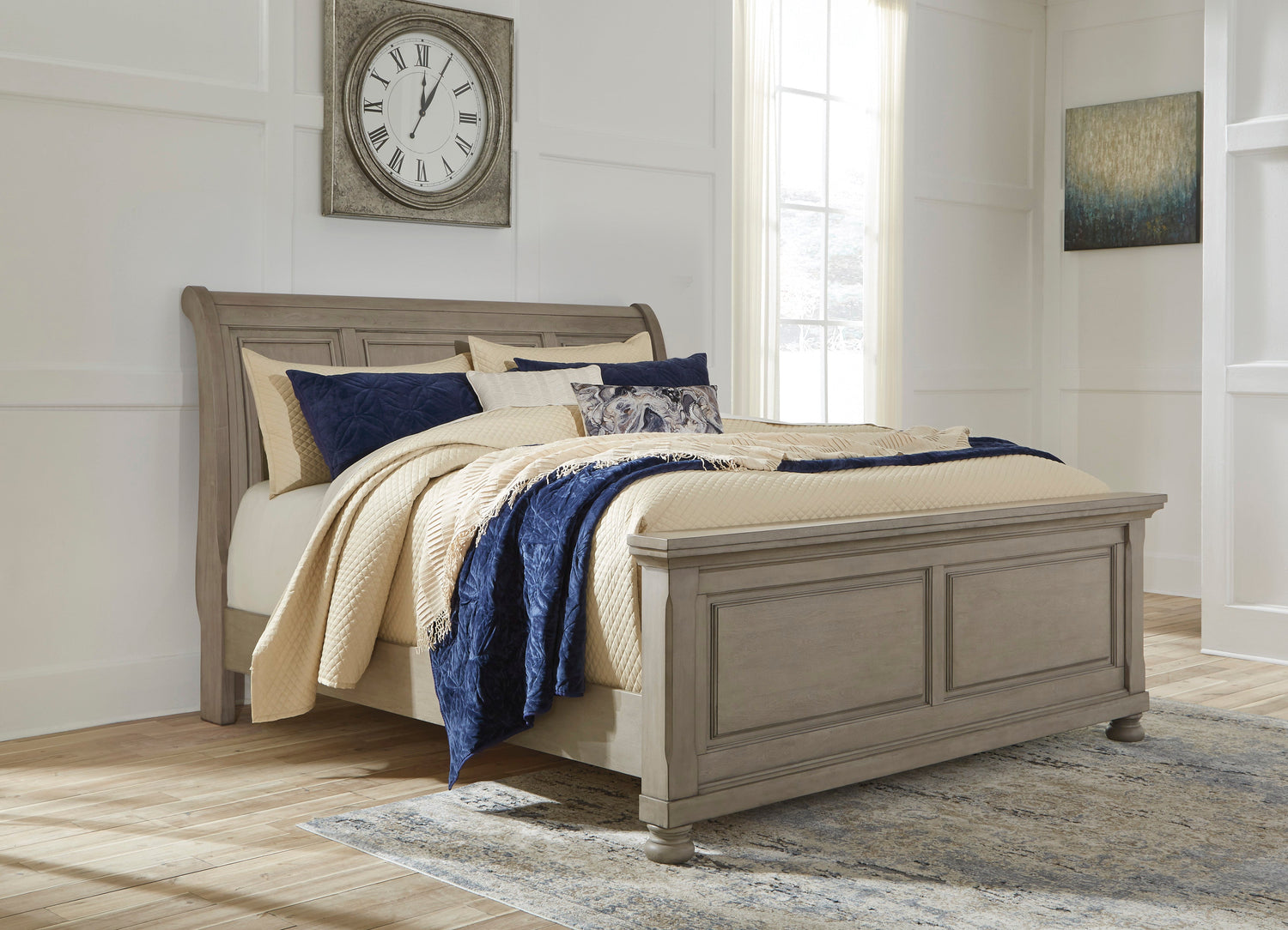 Lettner Light Gray Sleigh Platform Bedroom Set - SET | B733-56 | B733-78 | B733-99 | B733-31 | B733-36 | B733-92 | B733-46 - Bien Home Furniture & Electronics