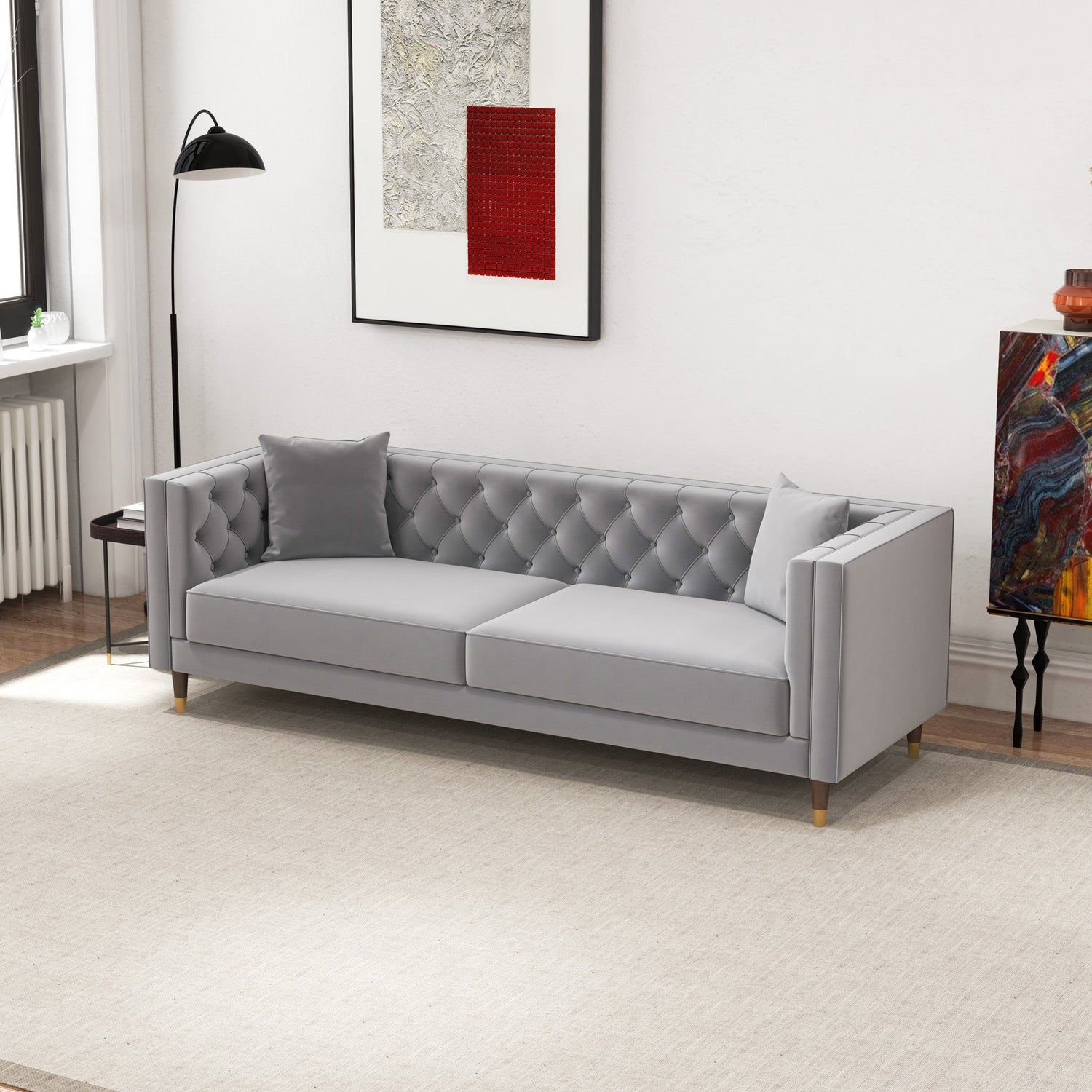 Lewis Light Gray Velvet Sofa - MDM01882 - Bien Home Furniture & Electronics