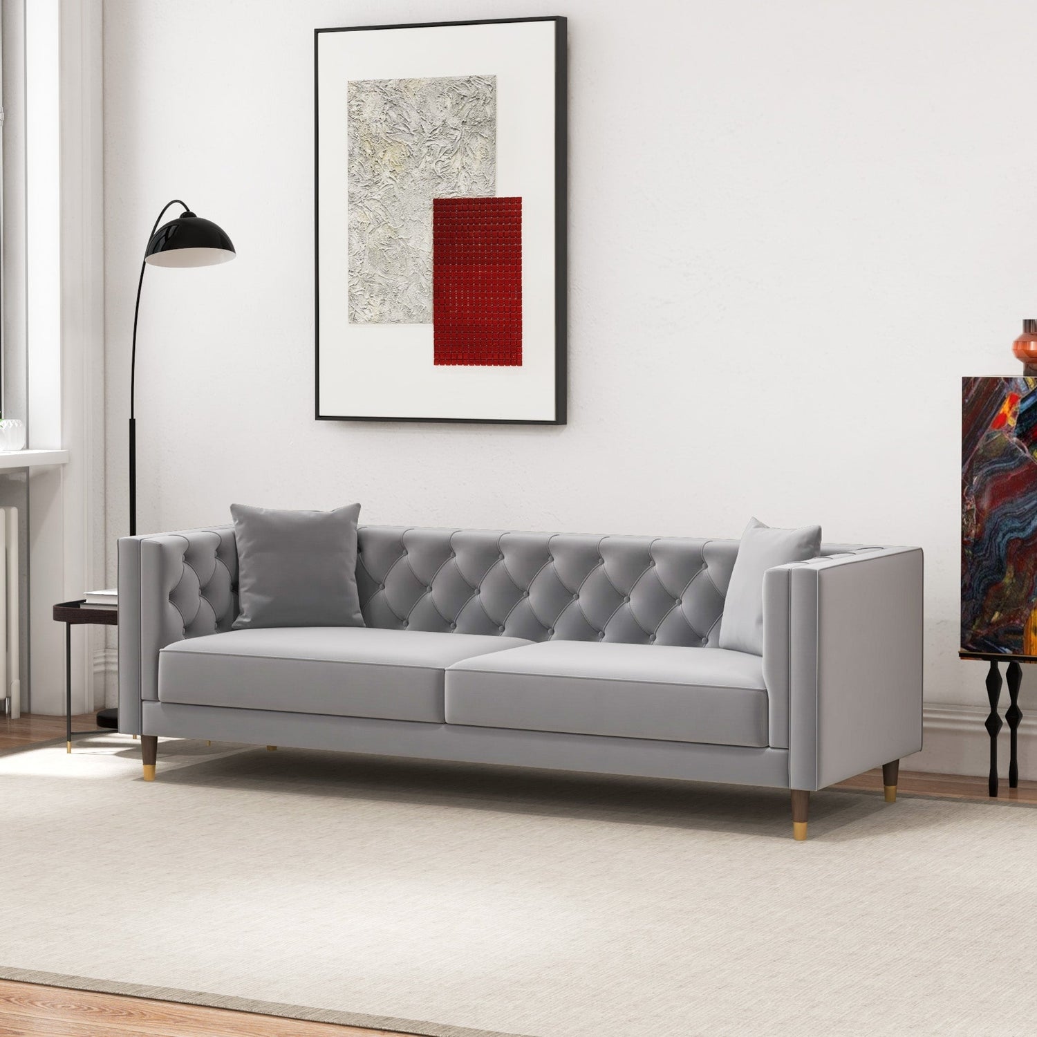Lewis Light Gray Velvet Sofa - MDM01882 - Bien Home Furniture & Electronics