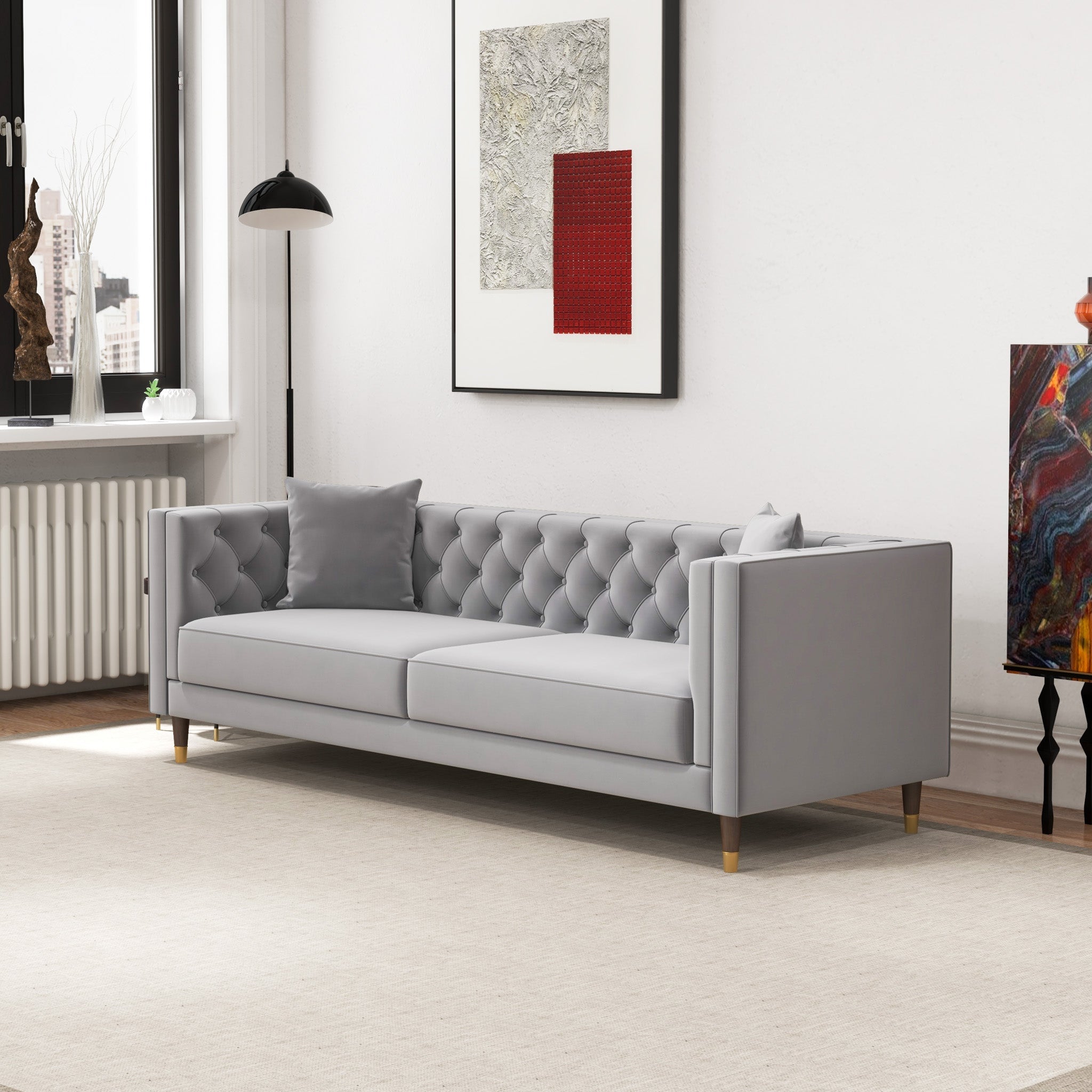 Lewis Light Gray Velvet Sofa - MDM01882 - Bien Home Furniture & Electronics