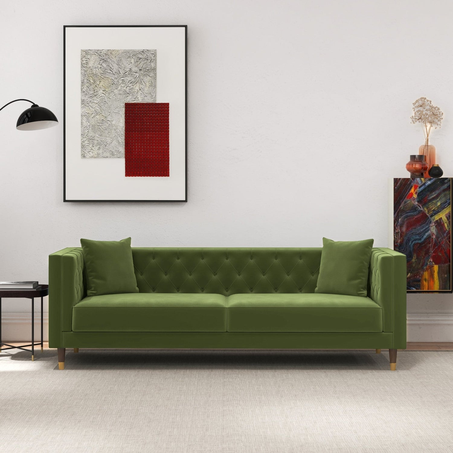 Lewis Olive Green Velvet Sofa - MDM01880 - Bien Home Furniture & Electronics