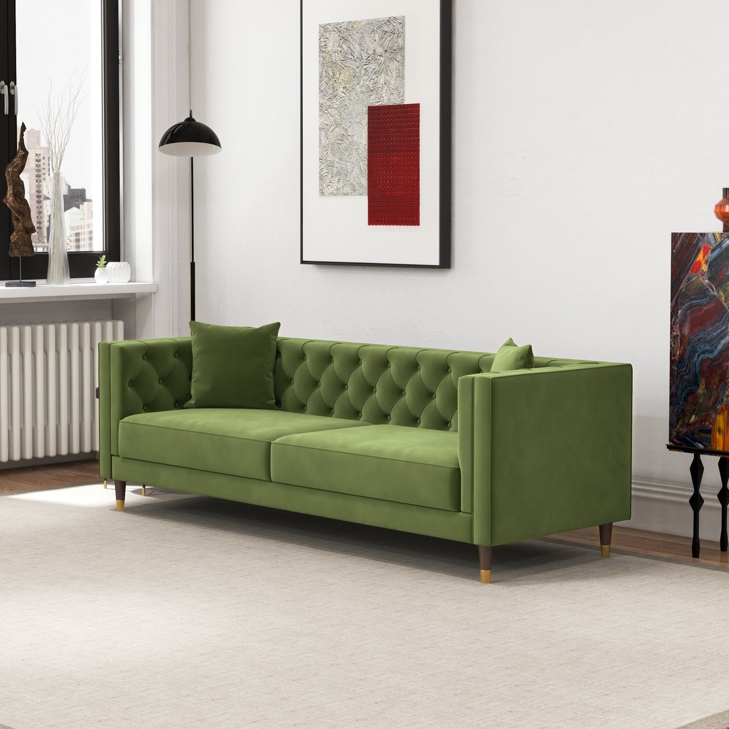Lewis Olive Green Velvet Sofa - MDM01880 - Bien Home Furniture & Electronics