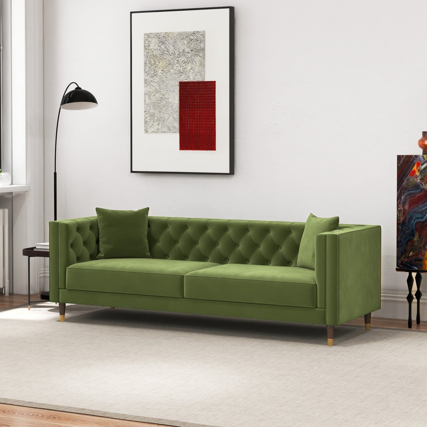 Lewis Olive Green Velvet Sofa - MDM01880 - Bien Home Furniture & Electronics