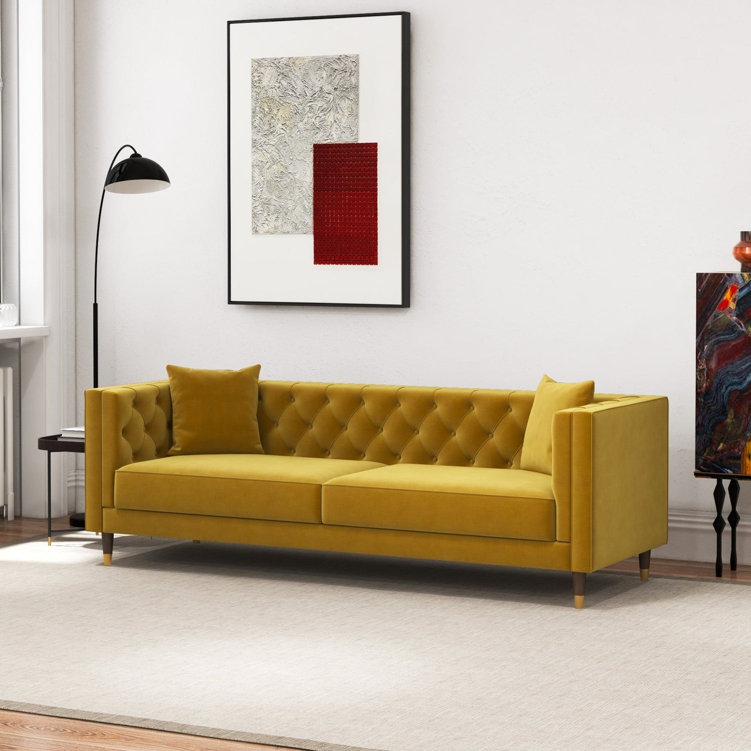 Lewis Yellow Mustard Velvet Sofa - MDM01881 - Bien Home Furniture & Electronics