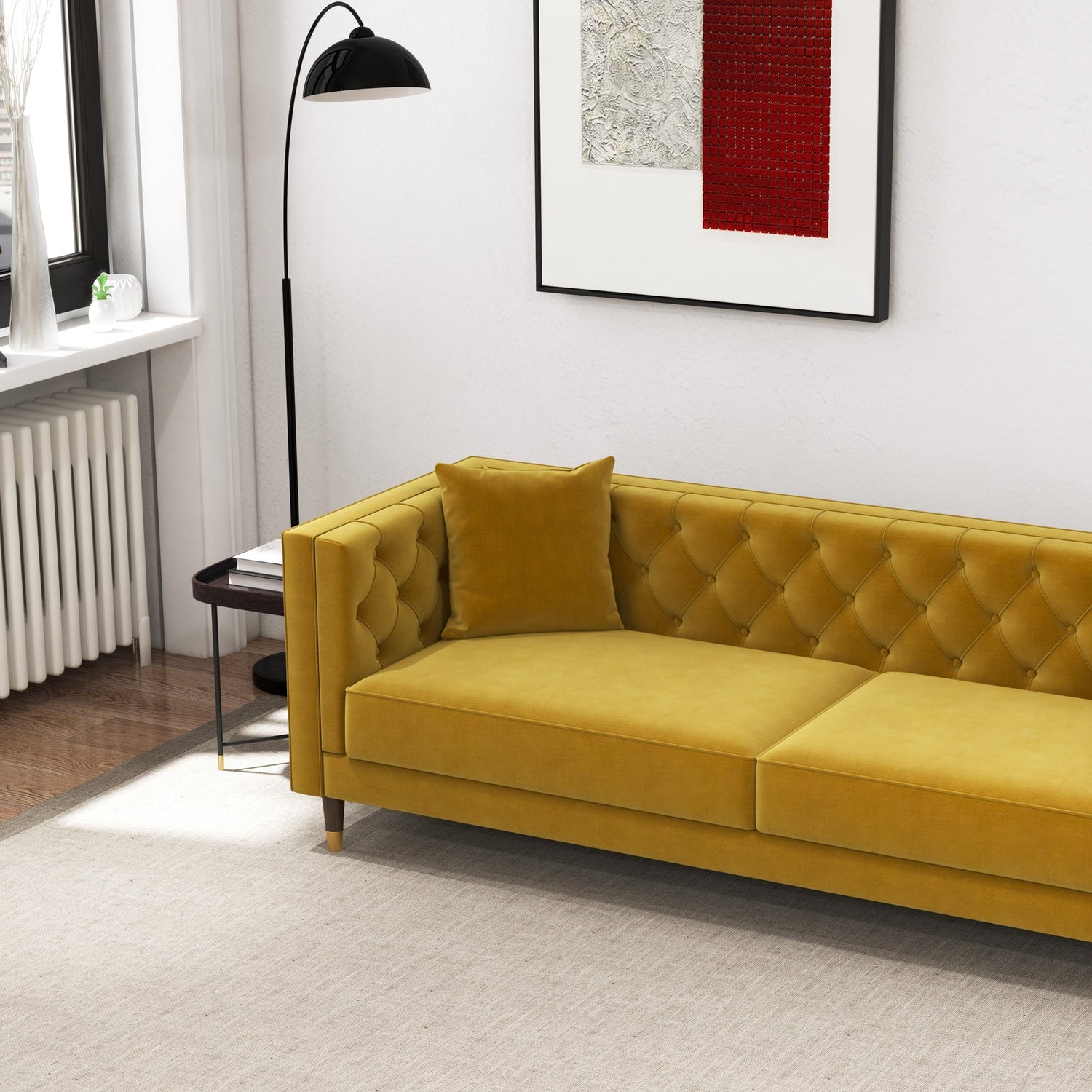 Lewis Yellow Mustard Velvet Sofa - MDM01881 - Bien Home Furniture & Electronics
