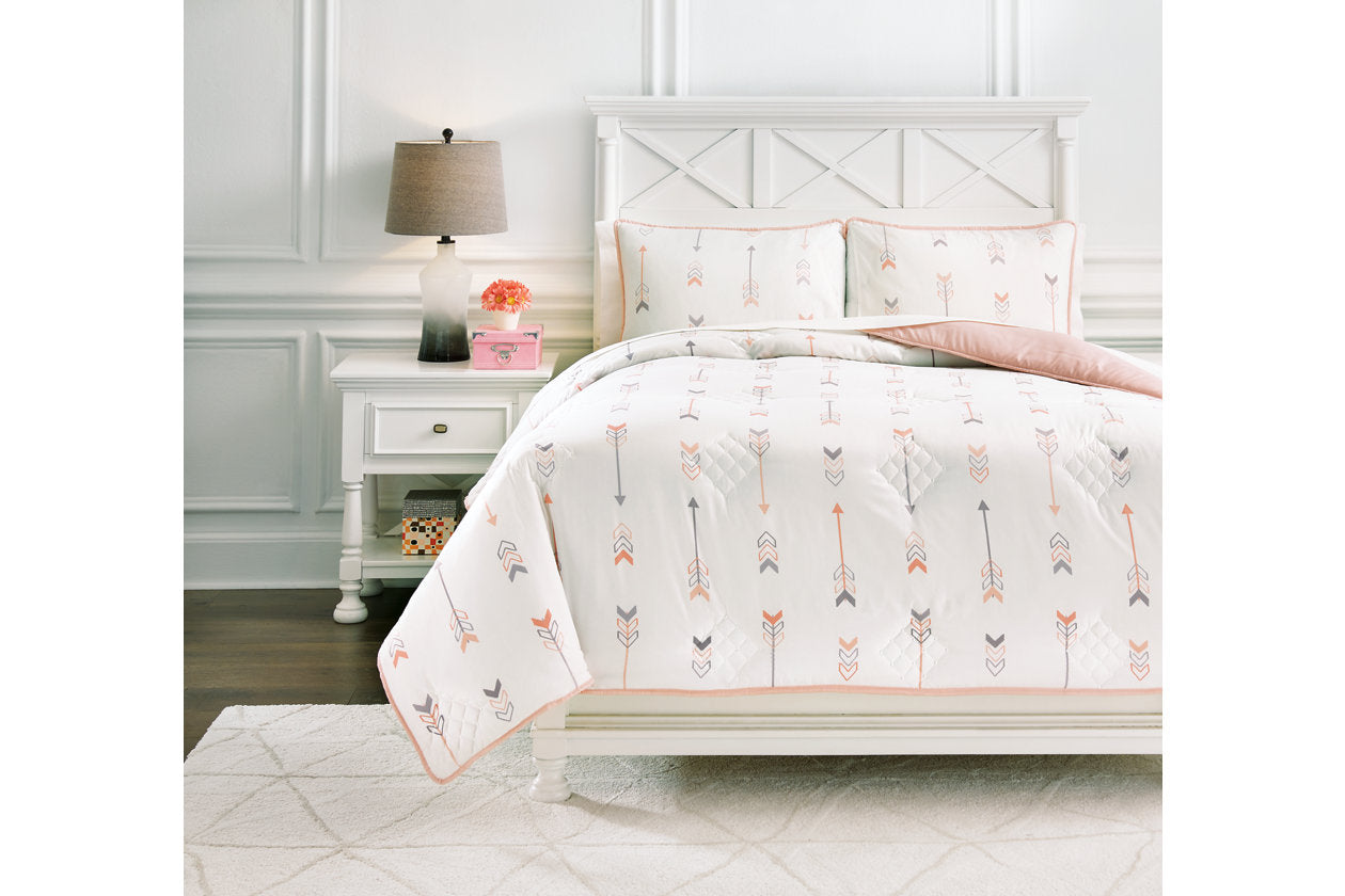 Lexann Pink/White/Gray Full Comforter Set - Q901003F - Bien Home Furniture & Electronics