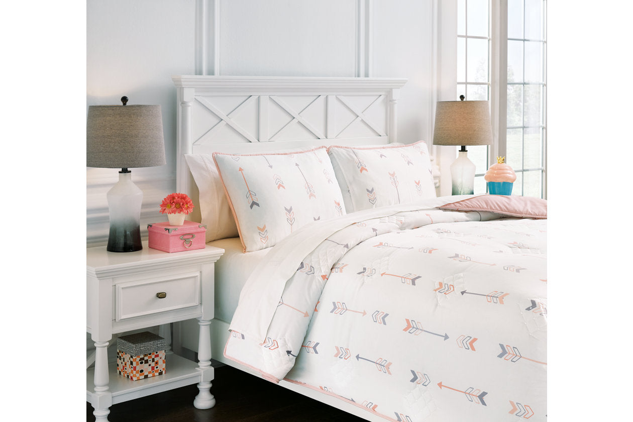 Lexann Pink/White/Gray Full Comforter Set - Q901003F - Bien Home Furniture & Electronics