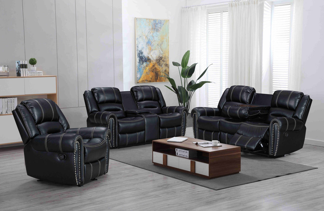 Lexington Black 3-Piece Reclining Living Room Set - Lexington2023 Black - Bien Home Furniture &amp; Electronics