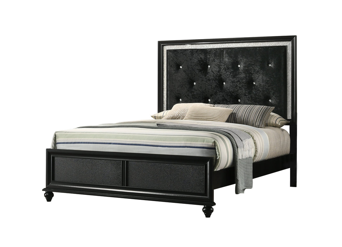 Lila Black Queen Upholstered Panel Bed - SET | B4398-Q-HBFB | B4398-KQ-RAIL | - Bien Home Furniture &amp; Electronics