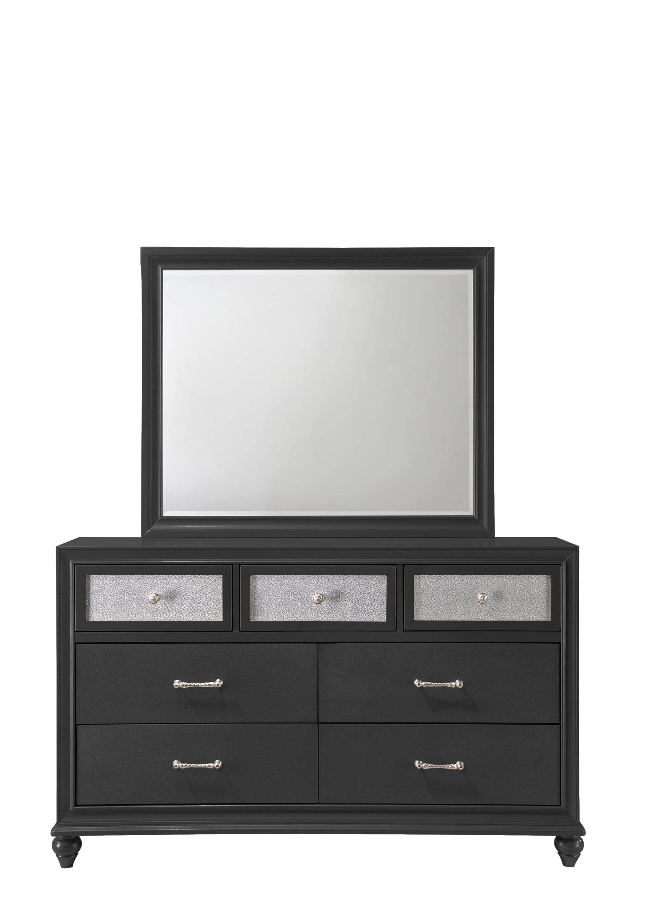 Lila Black Upholstered Panel Youth Bedroom Set - SET | B4398-T-HBFB | B4398-FT-RAIL | B4398-2 | B4398-4 - Bien Home Furniture &amp; Electronics