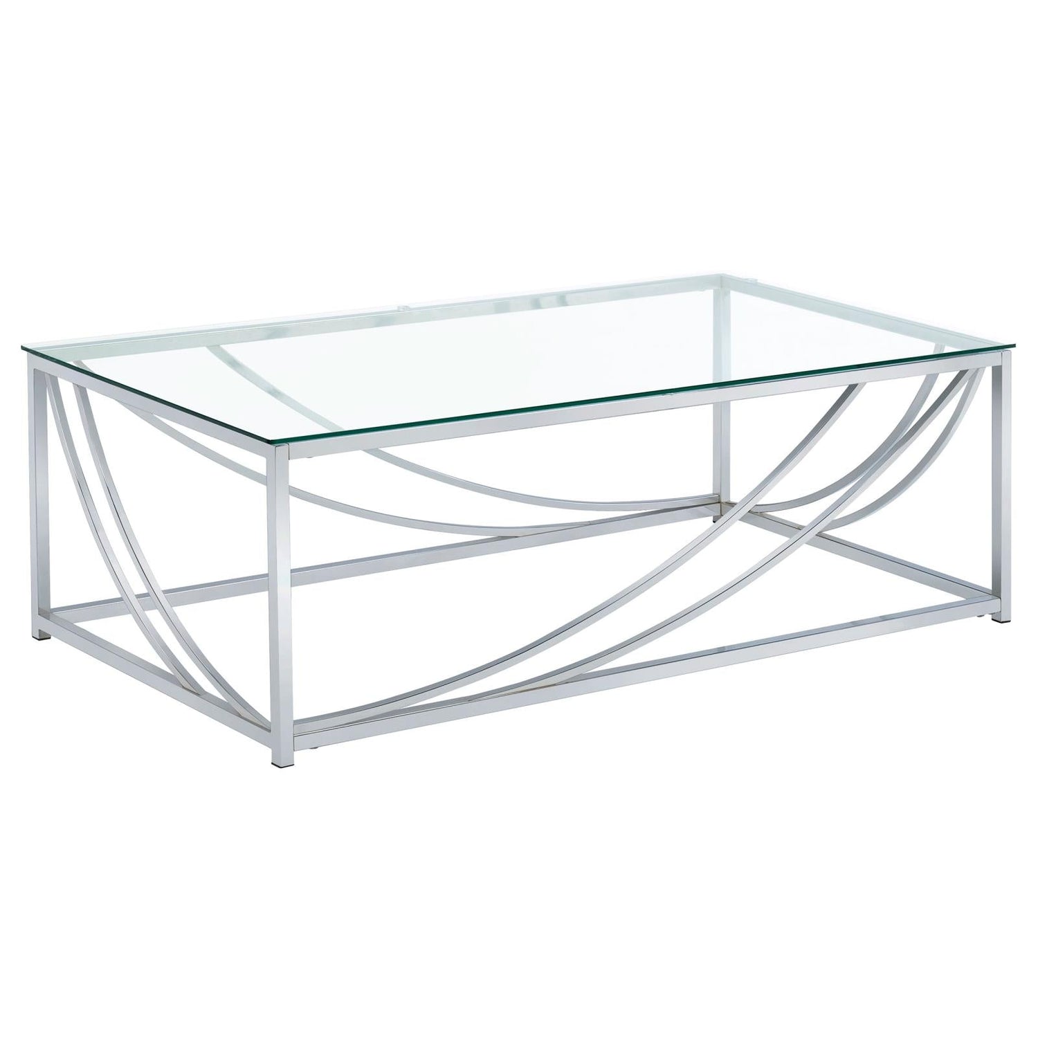 Lille Chrome Accents Glass Top Rectangular Coffee Table - 720498 - Bien Home Furniture & Electronics