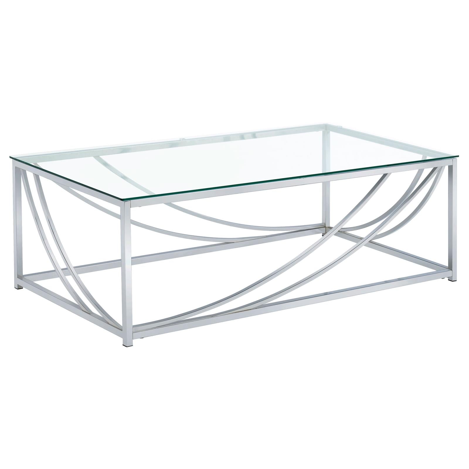 Lille Chrome Accents Glass Top Rectangular Coffee Table - 720498 - Bien Home Furniture & Electronics