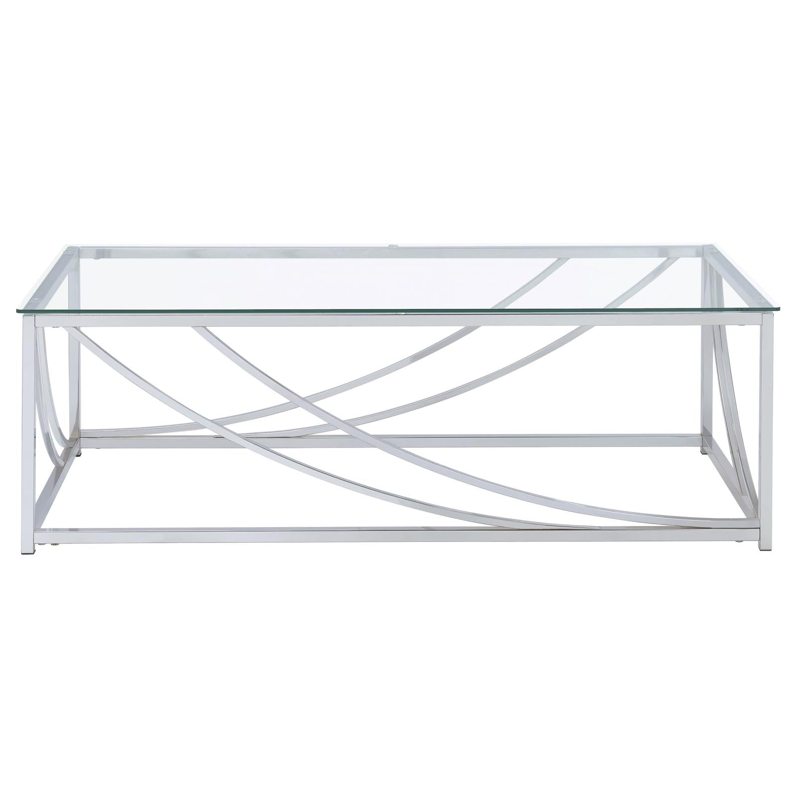 Lille Chrome Accents Glass Top Rectangular Coffee Table - 720498 - Bien Home Furniture & Electronics