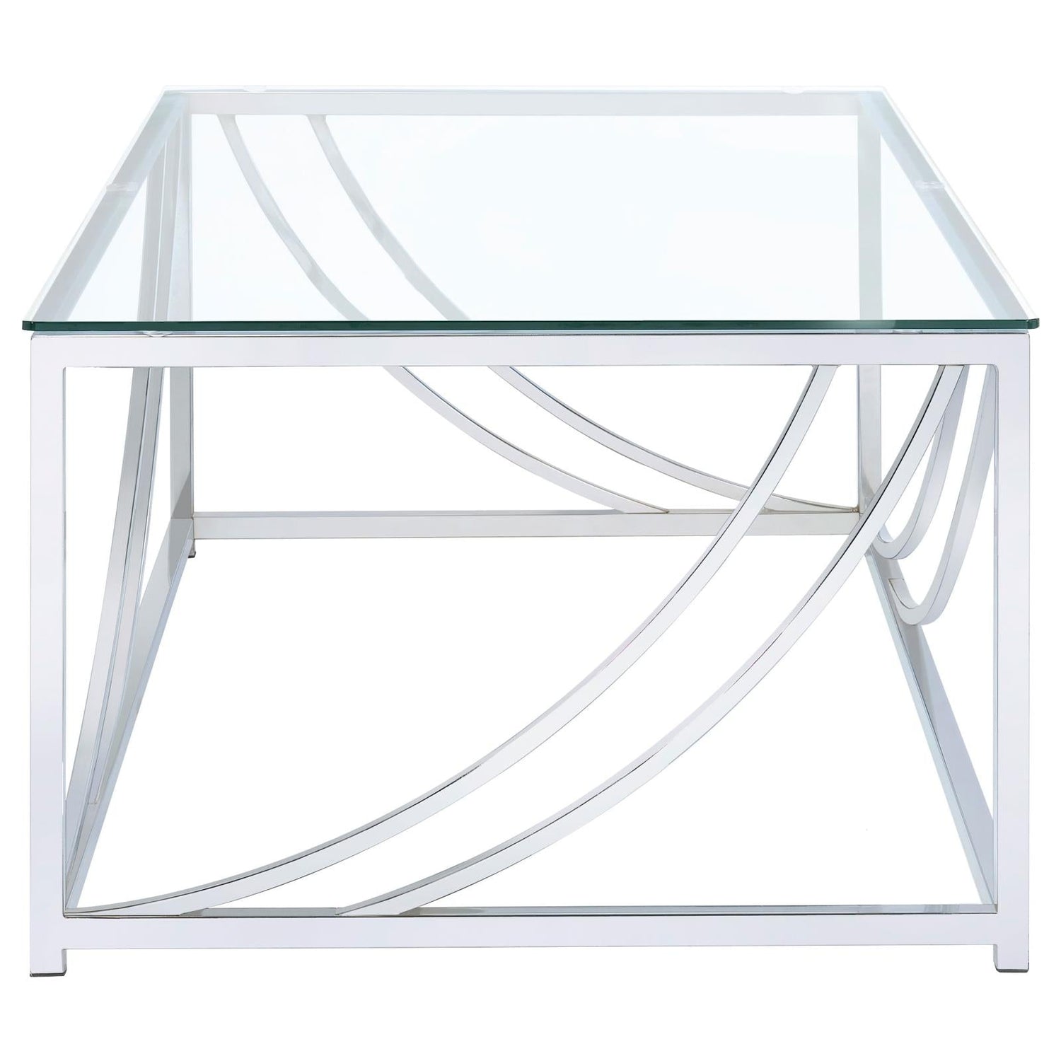 Lille Chrome Accents Glass Top Rectangular Coffee Table - 720498 - Bien Home Furniture & Electronics