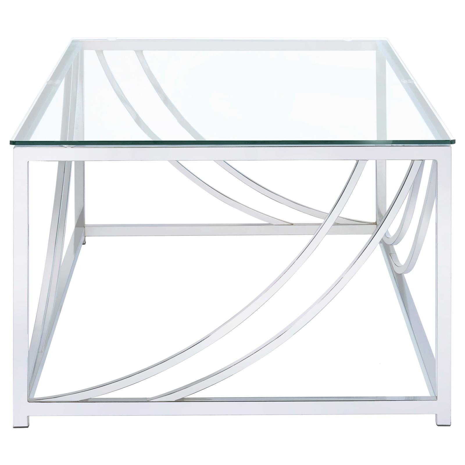 Lille Chrome Accents Glass Top Rectangular Coffee Table - 720498 - Bien Home Furniture & Electronics