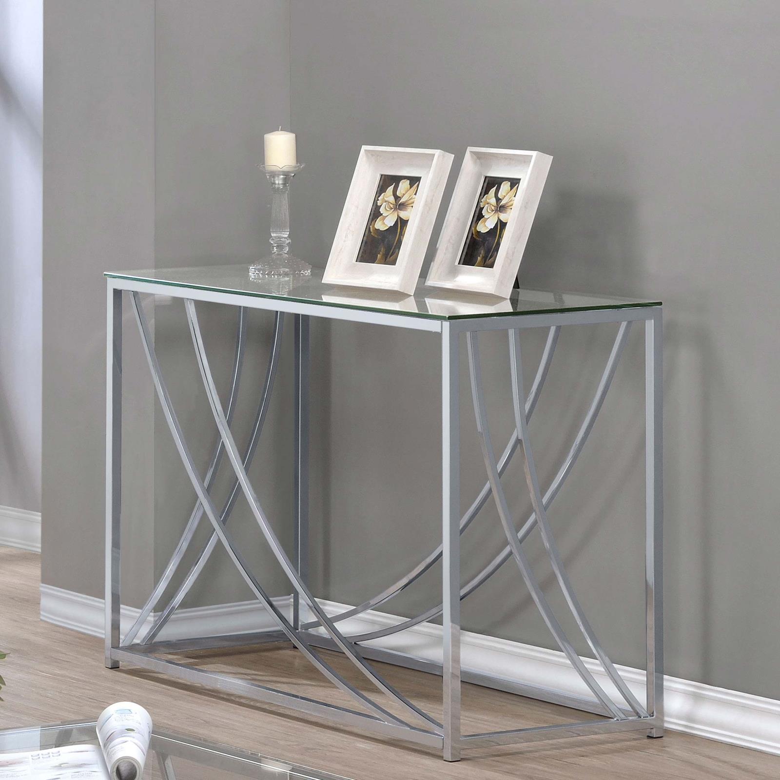 Lille Glass Top Rectangular Sofa Table Accents Chrome - 720499 - Bien Home Furniture &amp; Electronics