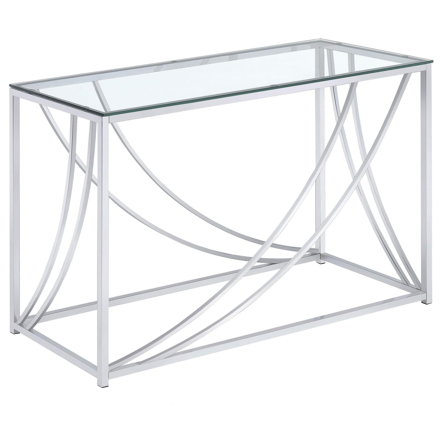 Lille Glass Top Rectangular Sofa Table Accents Chrome - 720499 - Bien Home Furniture & Electronics