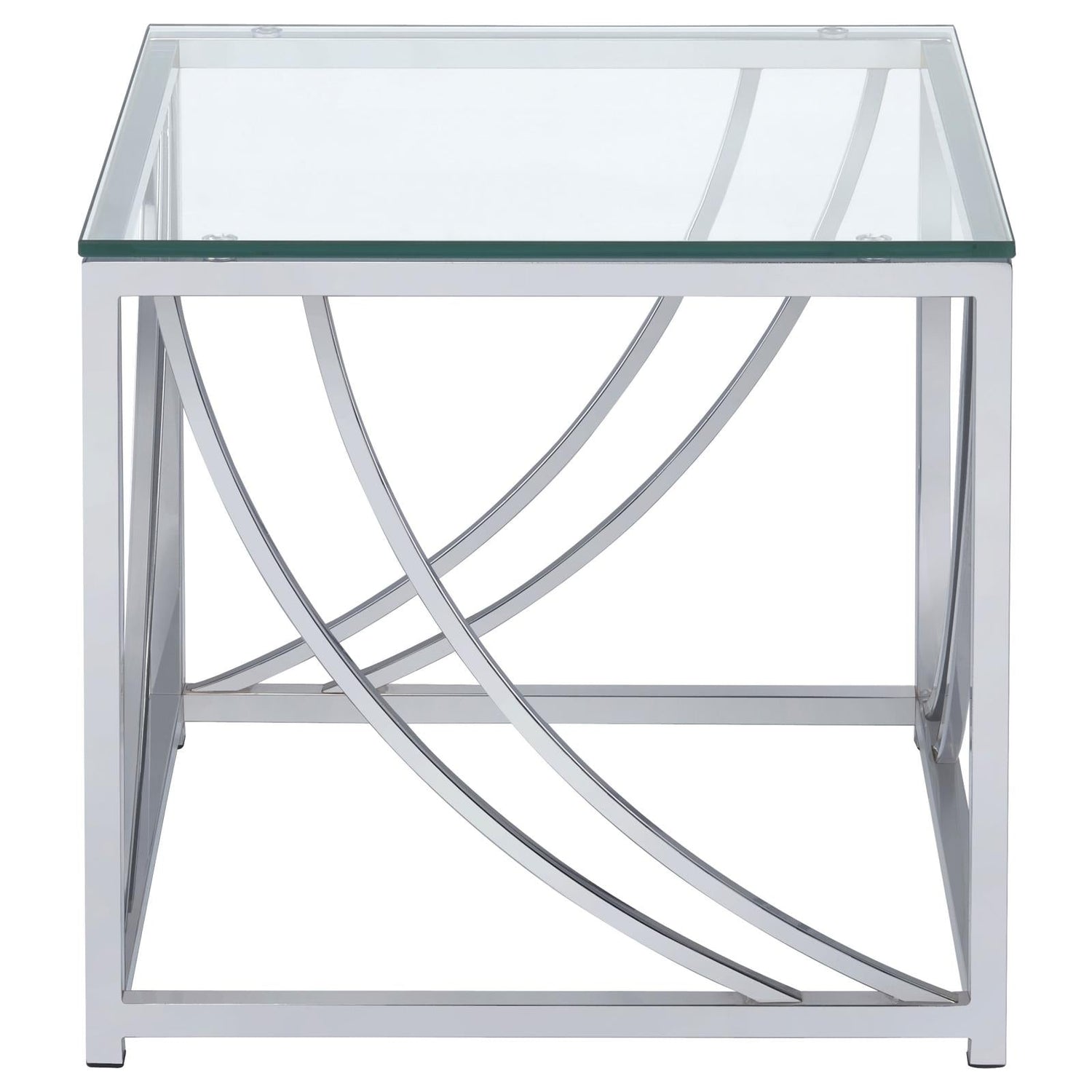 Lille Glass Top Square End Table Accents Chrome - 720497 - Bien Home Furniture & Electronics