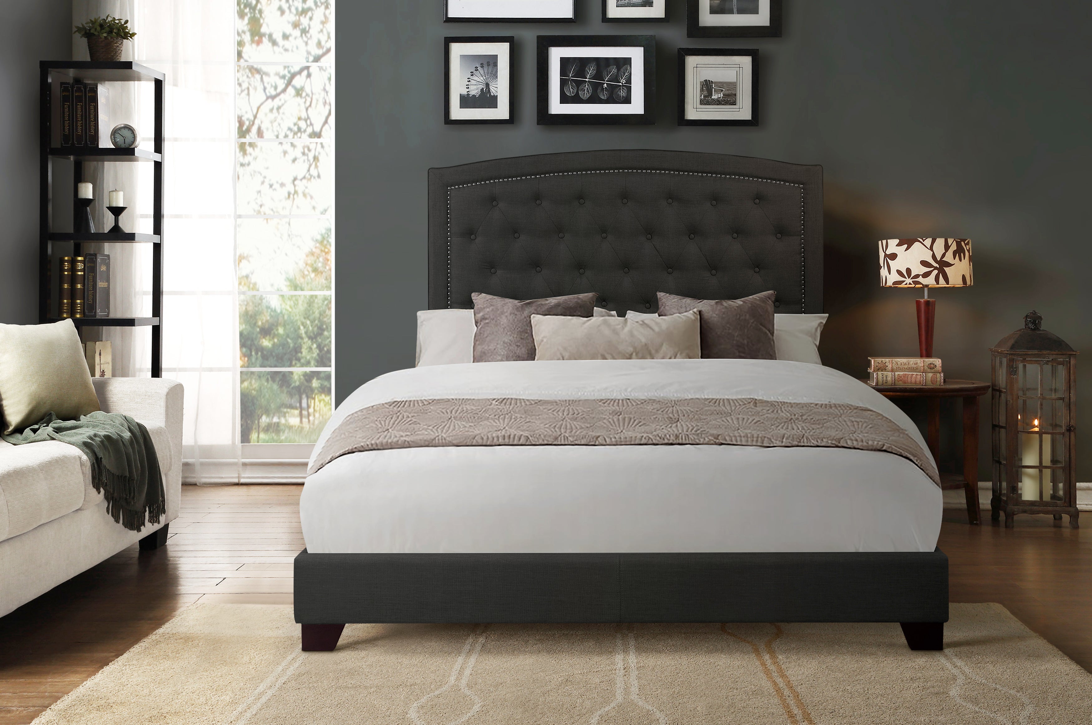 Linda Dark Gray King Upholstered Bed - SH275KDGR-1 - Bien Home Furniture & Electronics