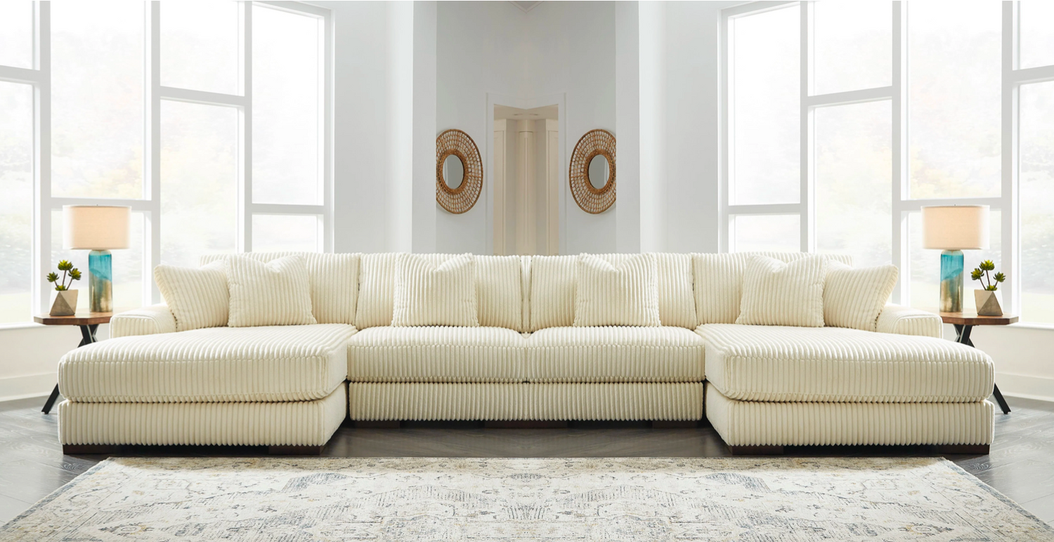 Lindyn Ivory Double Chaise Sectional - SET | 2110417 | 2110446 | 2110446 | 2110416 - Bien Home Furniture & Electronics