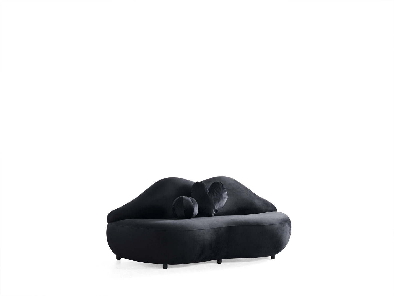 Lips Black Velvet Settee - LIPSBLACK-L - Bien Home Furniture & Electronics