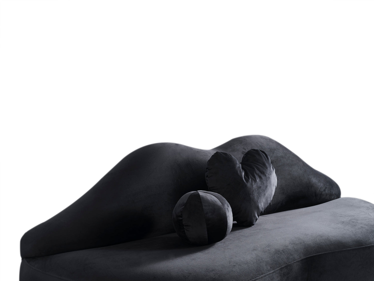 Lips Black Velvet Settee - LIPSBLACK-L - Bien Home Furniture & Electronics