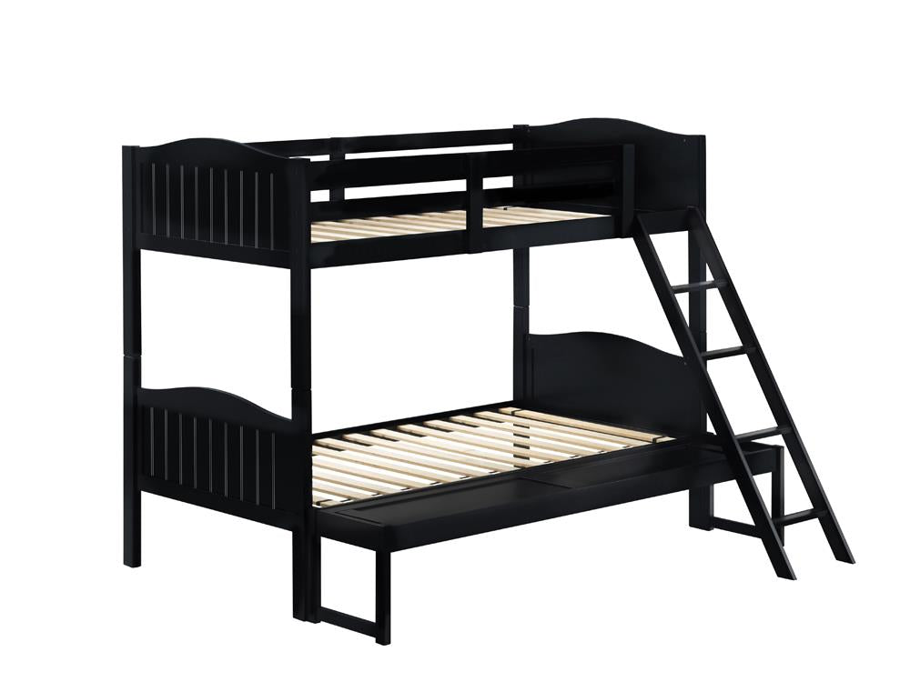 Littleton Black Twin/Full Bunk Bed with Ladder - 405054BLK - Bien Home Furniture &amp; Electronics