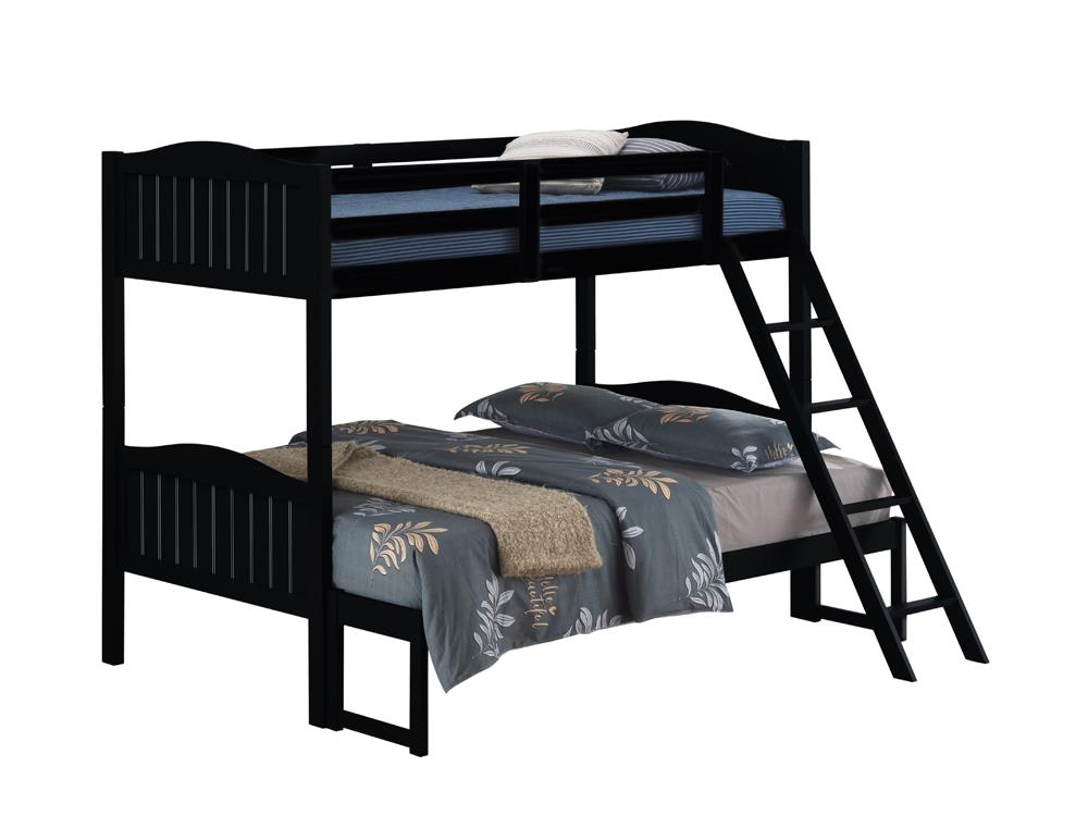 Littleton Black Twin/Full Bunk Bed with Ladder - 405054BLK - Bien Home Furniture &amp; Electronics
