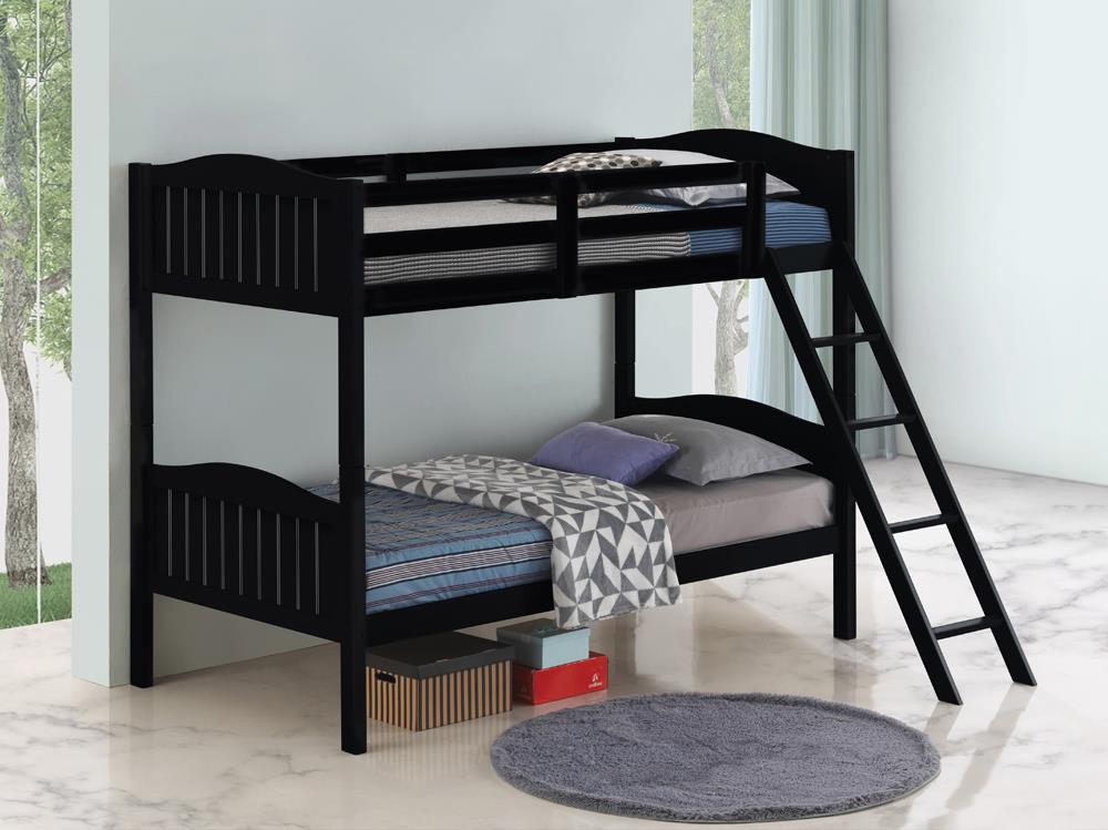 Littleton Black Twin/Twin Bunk Bed with Ladder - 405053BLK - Bien Home Furniture &amp; Electronics