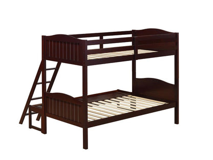 Littleton Espresso Twin/Full Bunk Bed with Ladder - 405054BRN - Bien Home Furniture &amp; Electronics