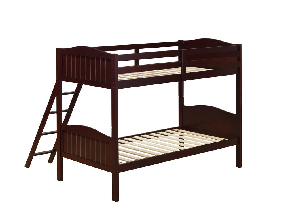 Littleton Espresso Twin/Twin Bunk Bed with Ladder - 405053BRN - Bien Home Furniture &amp; Electronics