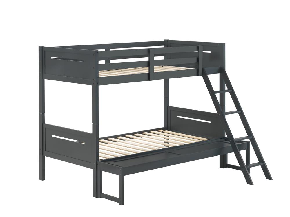 Littleton Gray Twin/Full Bunk Bed - 405052GRY - Bien Home Furniture &amp; Electronics