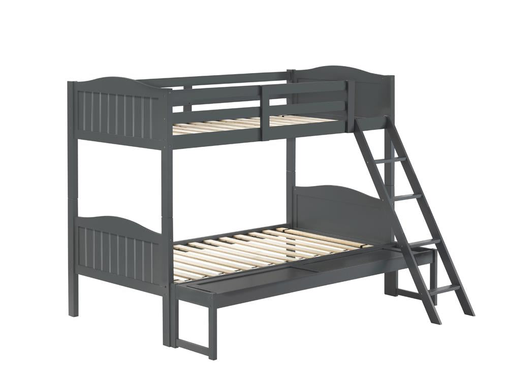 Littleton Gray Twin/Full Bunk Bed with Ladder - 405054GRY - Bien Home Furniture &amp; Electronics