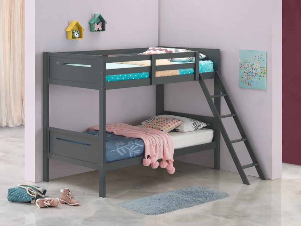 Littleton Gray Twin/Twin Bunk Bed - 405051GRY - Bien Home Furniture &amp; Electronics