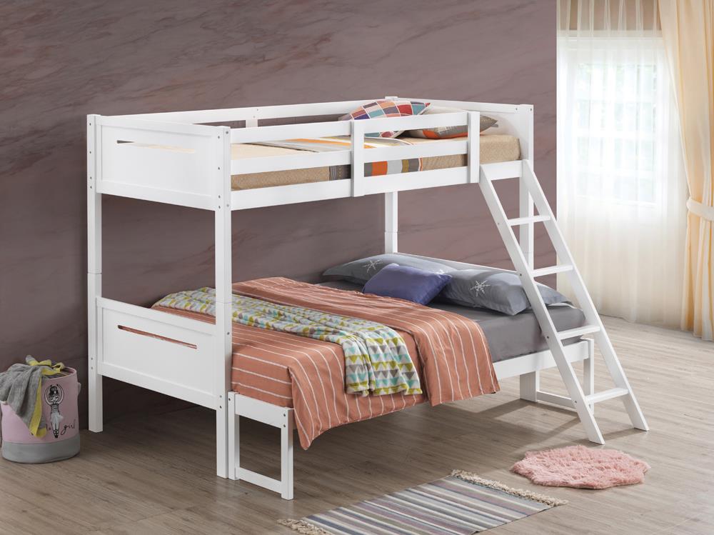 Littleton White Twin/Full Bunk Bed - 405052WHT - Bien Home Furniture &amp; Electronics